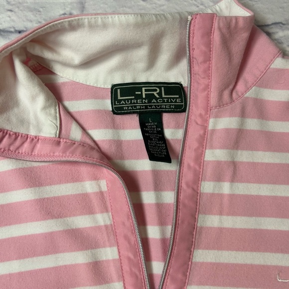 Lauren Active Pink Striped Top. Size Large. - Picture 1 of 5
